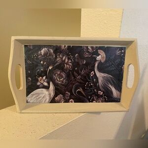 Refurbished with added Floral and Crane Design Cream Painted Tray.